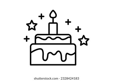 Cake icon. icon related to element of bakery, birthday. Line icon style design. Simple vector design editable