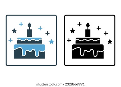 Cake icon. icon related to element of bakery, birthday. Solid icon style design. Simple vector design editable