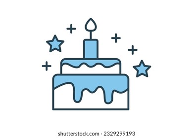 Cake icon. icon related to element of bakery, birthday. Flat line icon style design. Simple vector design editable