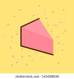 cake icon for restaurant or cafe, Vector illustration. flat design with shadow