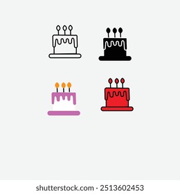 conjunto de ícones de bolo, conjunto de ícones de bolo de aniversário