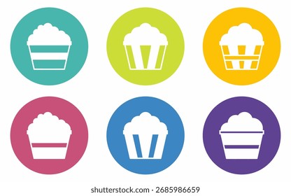 Conjunto de iconos de pastel con coloridos iconos planos. Diseños de Vector para negocios. Vector de acciones.