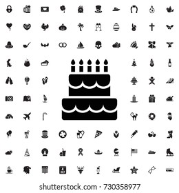 Cake icon. set of filled holiday icons.