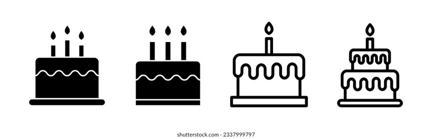 Cake icon set illustration. Cake sign and symbol. Birthday cake icon
