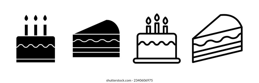 Cake icon set illustration. Cake sign and symbol. Birthday cake icon