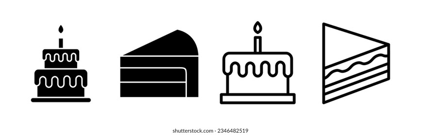 Cake icon set illustration. Cake sign and symbol. Birthday cake icon
