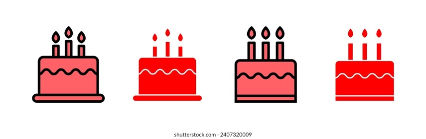 Cake icon set illustration. Cake sign and symbol. Birthday cake icon