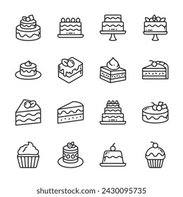 Cake icon set isolated on white