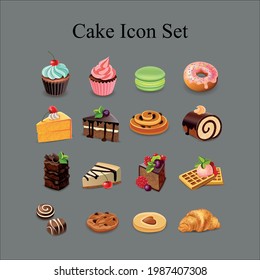 Cake icon set for restaurant or website