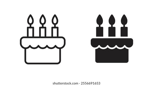 Cake icon set in Thin line black color.