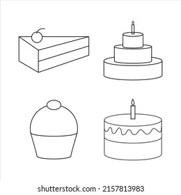 cake icon set, thin vector icon set