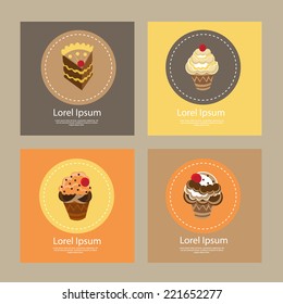 Cake icon set. vector illustration