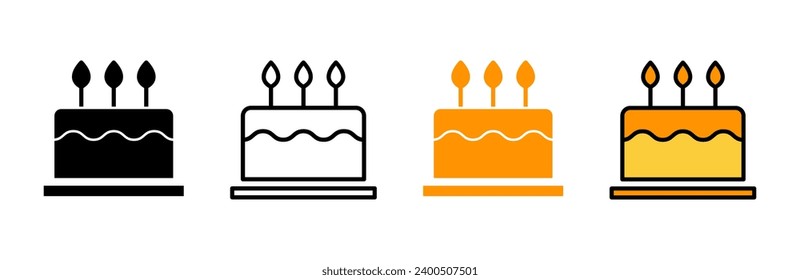 Cake icon set  vector. Cake sign and symbol. Birthday cake icon