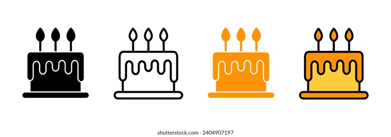 Cake icon set  vector. Cake sign and symbol. Birthday cake icon