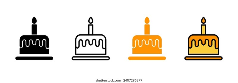 Cake icon set  vector. Cake sign and symbol. Birthday cake icon