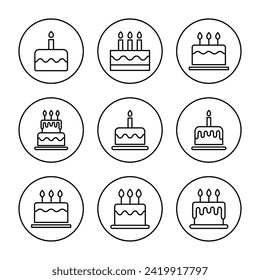 Cake icon set  vector. Cake sign and symbol. Birthday cake icon
