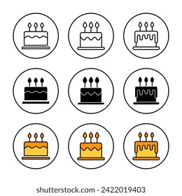 Cake icon set  vector. Cake sign and symbol. Birthday cake icon