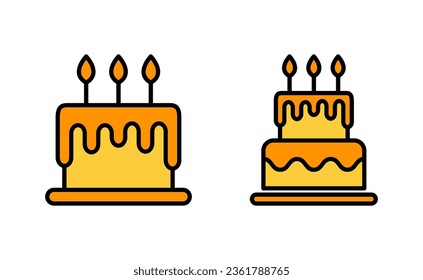 Cake icon set  for web and mobile app. Cake sign and symbol. Birthday cake icon