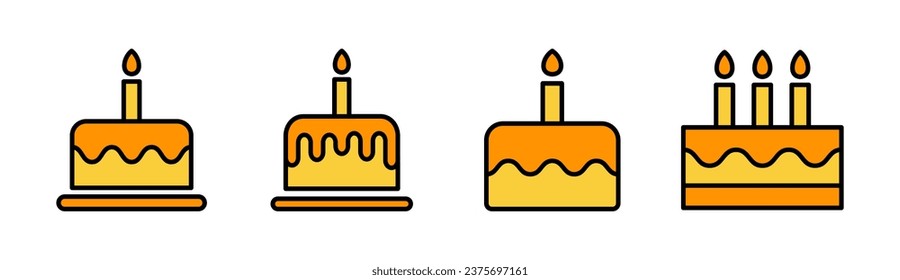Cake icon set  for web and mobile app. Cake sign and symbol. Birthday cake icon