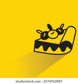 cake icon with shadow on yellow background