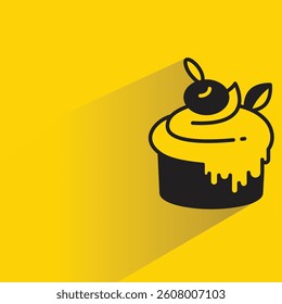 cake icon with shadow on yellow background
