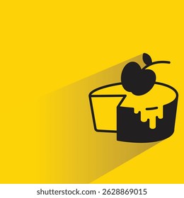ícone de bolo com fundo amarelo-sombra