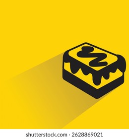 Icono de la torta con el fondo amarillo de la sombra