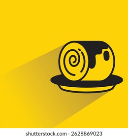 Icono de la torta con el fondo amarillo de la sombra