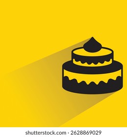 Icono de la torta con el fondo amarillo de la sombra