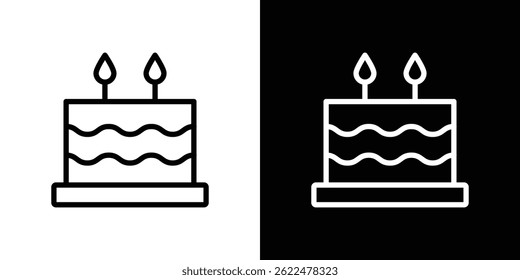 Cake icon shape graphic simple plain clipart symbol. thin line outline art