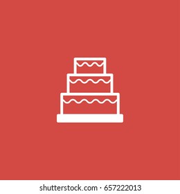cake icon. sign design. red background