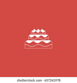 cake icon. sign design. red background