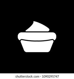 Cake icon. Silhouette Cake vector icon for web design isolated on black background