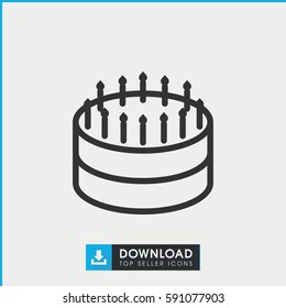 cake icon. Simple outline cake vector icon. On white background.