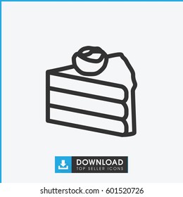 cake icon. simple outline cake vector icon. on white background.