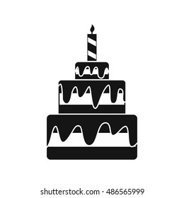 Cake icon in simple style isolated on white background. Food symbol vector illustration