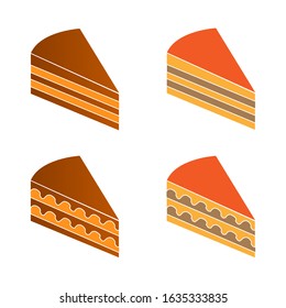 cake icon. a slice of cake. chocolate cake. Vector illustration.