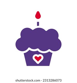 Cake icon solid red purple colour mother day illustration vector element and symbol perfect.