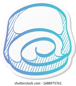 Cake icon in sticker color style. Food sweet delicious glazed chocolate dessert