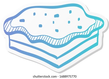 Cake icon in sticker color style. Food sweet delicious glazed chocolate dessert