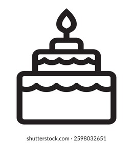 Cake icon with a sweet and celebratory design, symbolizing desserts, birthdays, and special occasions. Ideal for party, bakery, and festive themes.