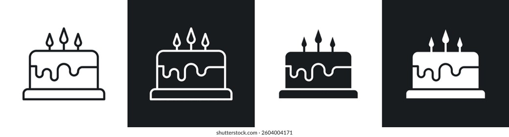 Cake icon symbol collection on white background.