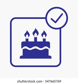 Cake icon symbol. Flat silhouette. Birthday design