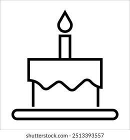 Cake icon. Symbol of the holiday, birthday. Festive cake with a candle.