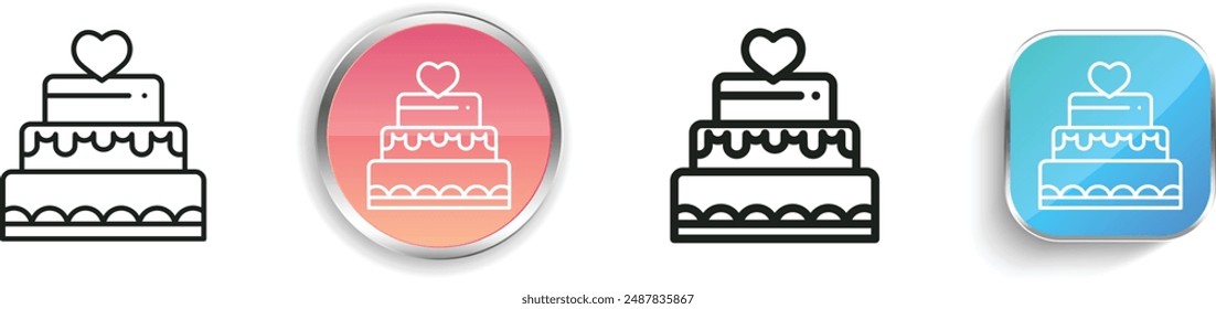 cake icon. Thin Linear, Regular and Button Style Design Isolated On White Background