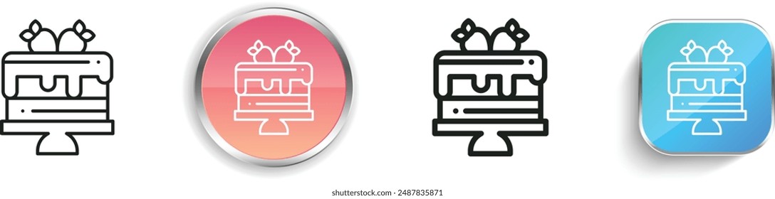 cake icon. Thin Linear, Regular and Button Style Design Isolated On White Background