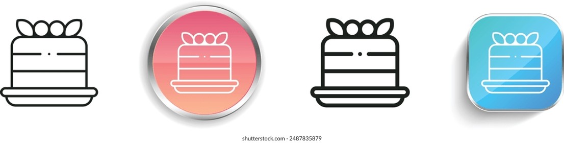 cake icon. Thin Linear, Regular and Button Style Design Isolated On White Background
