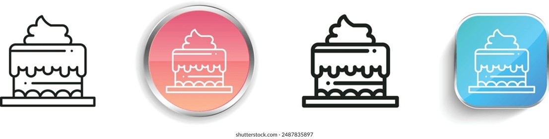 cake icon. Thin Linear, Regular and Button Style Design Isolated On White Background