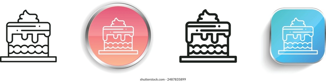 cake icon. Thin Linear, Regular and Button Style Design Isolated On White Background