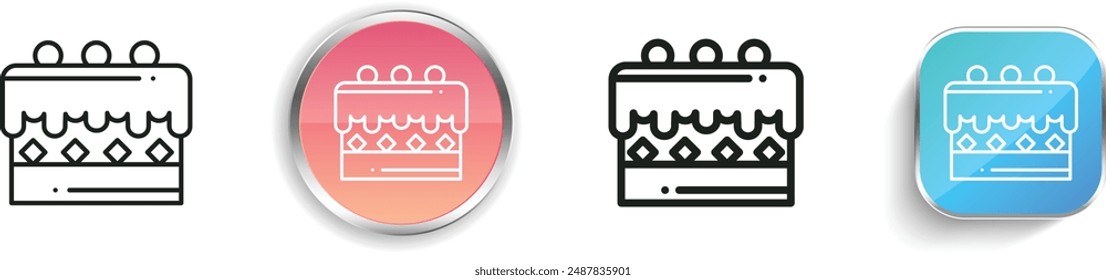 cake icon. Thin Linear, Regular and Button Style Design Isolated On White Background